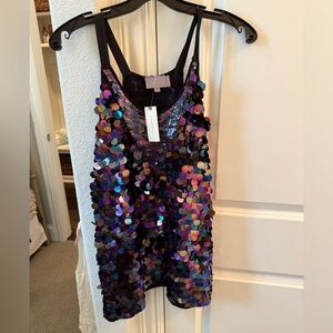 Anthropologie Multicolor Sequin Tank Top